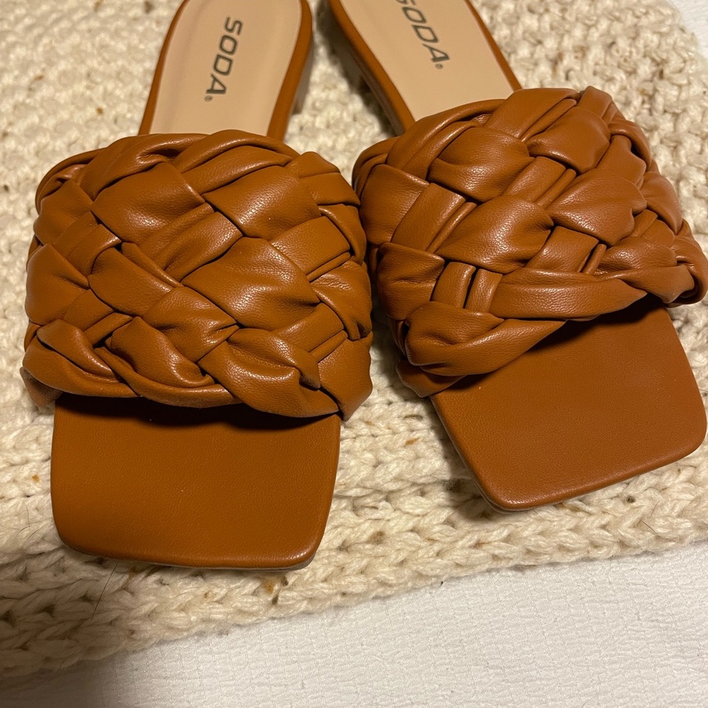 Soda Women's Brown Braided Sandals
